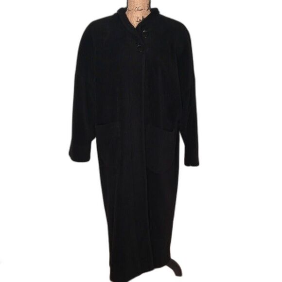 Kristen Blake Black Vintage Coat Long Full Length Button Wool Overcoat Womens S - Picture 1 of 15